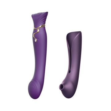 Смартвібратор 3в1 Zalo — Queen Twilight Purple, пульсівна перлина та вакуум, кристал Swarovski – купити