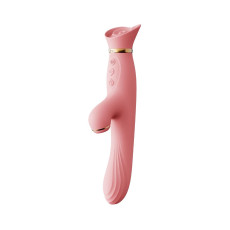 Вібратор з підігрівом та вакуумною стимуляцією клітора Zalo - ROSE Vibrator Strawberry Pink