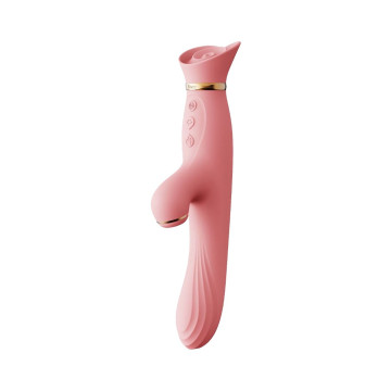 Вібратор з підігрівом та вакуумною стимуляцією клітора Zalo - ROSE Vibrator Strawberry Pink – купити