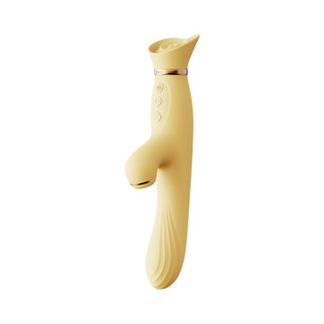 Вібратор з підігрівом та вакуумною стимуляцією клітора Zalo - ROSE Vibrator Lemon Yellow – купити