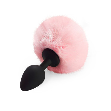 Силіконова анальна пробка М Art of Sex - Silicone Bunny Tails Butt plug Pink, діаметр 3,5 см – купити
