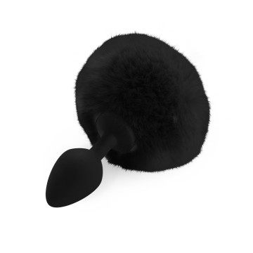 Силіконова анальна пробка М Art of Sex - Silicone Bunny Tails Butt plug Black, діаметр 3,5 см – купити