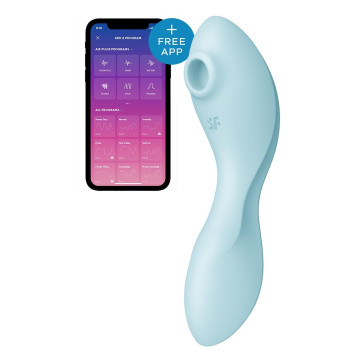 Вакуумний смарт-стимулятор із вібрацією Satisfyer Curvy Trinity 5 (Blue), керування зі смартфона – купити