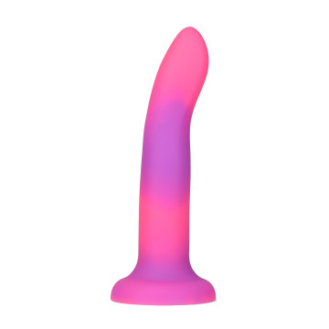 Фалоімітатор, що світиться в темряві, ADDICTION Rave 8?, Glow in the Dark Dildo Pink Purple, 20,3 см – купити