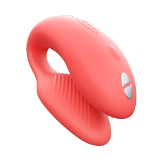 Смарт-вібратор для пар We-Vibe Chorus Crave Coral, сенсорне керування вібраціями стисненням пульта