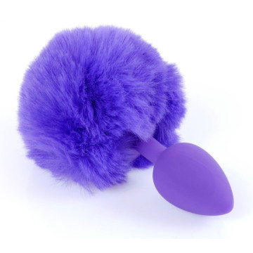 Анальна пробка (розмір S) з хвостом Boss Series - Silicon PLUG Bunny Tail Purple – купити