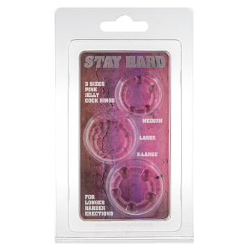 Набір з 3 шт ерекційних кілець STAY HARD-Three Rings Pink – купити