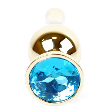 Анальний затор Boss Series - Jewellery Gold BUTT PLUG Light Blue – купити