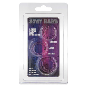 Набір з 3 шт ерекційних кілець STAY HARD-Three Rings Purple – купити