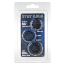 Набір з 3 шт ерекційних кілець STAY HARD-Three Rings BLACK