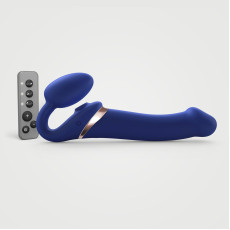 Безремінний вібрострапон з вакуумною стимуляцією Strap-On-Me MULTI ORGASM Blue L, регульований