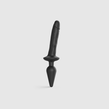 Анальна пробка з дилдо 2в1 Strap-On-Me SWITCH PLUG-IN REALISTIC DILDO Black L, діаметр 4,5/3,4 см – купити