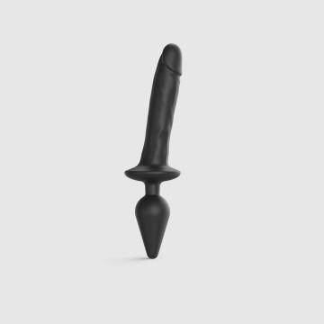 Анальна пробка з дилдо 2в1 Strap-On-Me SWITCH PLUG-IN REALISTIC DILDO Black XXL, діаметр 5,2/3,9 см – купити