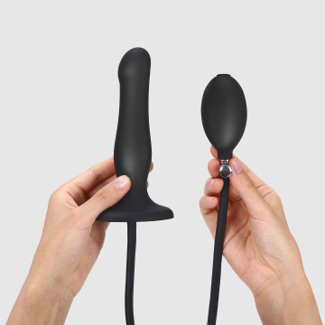 Надувний фалоімітатор Strap-On-Me INFLATABLE DILDO PLUG - NOIR, кулька всередині, діаметр до 6 см – купити