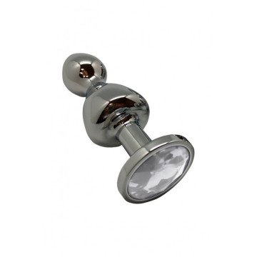 Металева анальна пробка Wooomy Lollypop Double Ball Metal Plug M, діаметр 3,1 см, довжина 9,4 см – купити