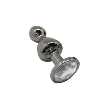 Металева анальна пробка Wooomy Lollypop Double Ball Metal Plug S, діаметр 2,8 см, довжина 8,5 см – купити