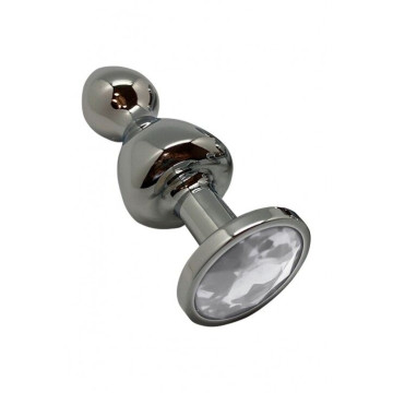 Металева анальна пробка Wooomy Lollypop Double Ball Metal Plug L, діаметр 3,5 см, довжина 10,5 см – купити
