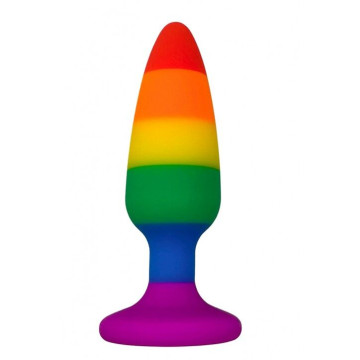Силіконова анальна пробка Wooomy Hiperloo Silicone Rainbow Plug L, діаметр 3,9 см, довжина 13,1 см – купити
