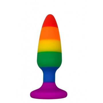 Силіконова анальна пробка Wooomy Hiperloo Silicone Rainbow Plug M, діаметр 2,9 см, довжина 11 см – купити