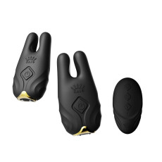 Смарт-вібратор для грудей Zalo - Nave Obsidian Black, пульт ДК, робота через додаток