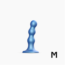 Насадка для страпона Strap-On-Me Dildo Plug Balls Blue Metallic M