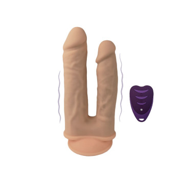 Подвійний фалоімітатор з вібрацією SilexD Double Gusto Vibro Flesh (Model 1 size 8" & 7") + LRS, діа – купити