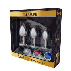 Набір металевих анальних пробок Alive Metal Plug Kit, діаметр 3,2 см / 3,5 см / 4,1 см