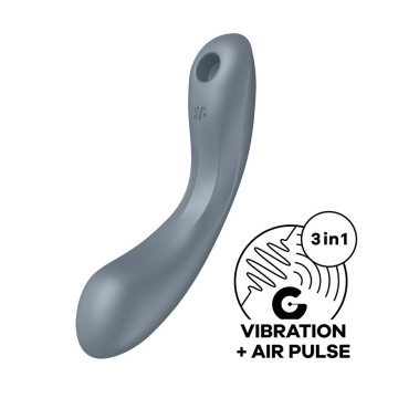 Вакуумний стимулятор з вібрацією Satisfyer Curvy Trinity 1 Bluegrey, іграшка 3в1 – купити