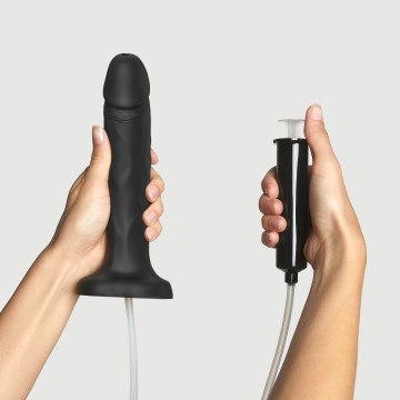 Фалоімітатор, що кінчає Strap-On-Me Squirting Cum Dildo Realistic Black, діам. 3,5 см, силікон – купити
