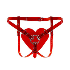 Трусики Серце для страпону Feral Feelings - Hearts Strap-on Belt Red Trasparent