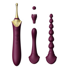 Мультифункціональний вібратор Zalo — Bess 2 Velvet Purple, 4 насадки, підігрів