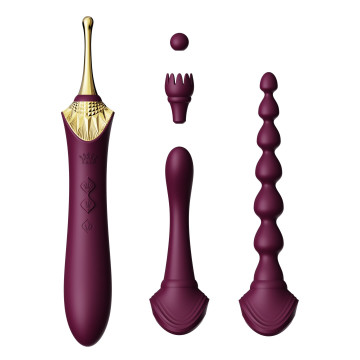 Мультифункциональный вибратор Zalo — Bess 2 Velvet Purple, 4 насадки, подогрев – купить
