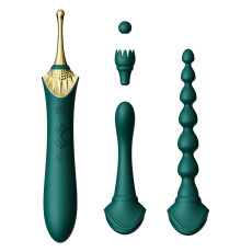 Мультифункціональний вібратор Zalo — Bess 2 Turquoise Green, 4 насадки, підігрів