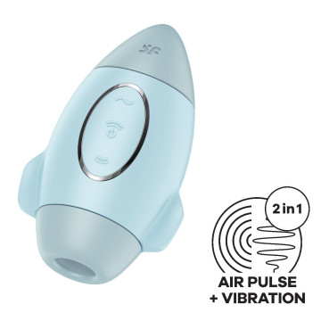Вакуумний стимулятор з вібрацією Satisfyer Mission Control Blue, 2 незалежні мотори – купити