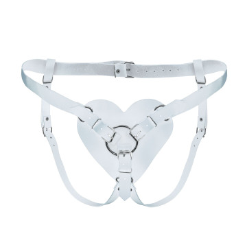 Трусики Серце для страпону з натуральної шкіри Feral Feelings - Hearts Strap-on Belt White – купити