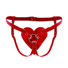 Трусики Серце для страпону з натуральної шкіри Feral Feelings - Hearts Strap-on Belt Red