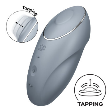 Вібростимулятор-пульсатор Satisfyer Tap & Climax 1 Bluegrey, ефект постукування пальцем, 2 мотори – купити