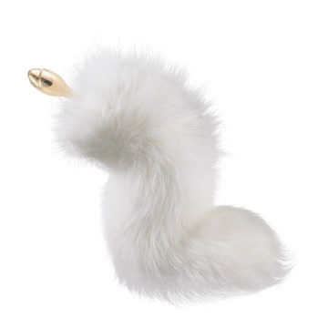 Металева анальна пробка Лисячий хвіст LOCKINK SEVANDA White Fox-Tail Anal Rose-shape Plug – купити