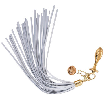 Металева анальна пробка Хвіст поні LOCKINK SEVANDA White Pony-Tail Anal Pear-shape Plug – купити
