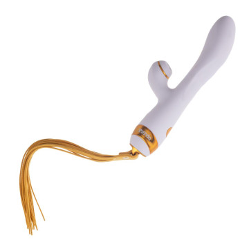 Вібратор-кролик з флогером LOCKINK SEVANDA Whip Vibrating Massage Wand - White & Golden – купити