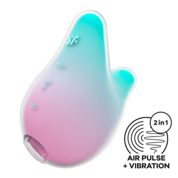 Вакуумний кліторальний стимулятор з вібрацією Satisfyer Mermaid Vibes Mint/Pink, 2 мотори – купити
