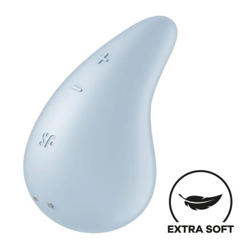 Вібратор для зовнішньої стимуляції Satisfyer Dew Drop Blue, 2 мотори, 12 режимів, м’який корпус – купити