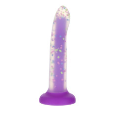 Светящийся в темноте фаллоимитатор ADDICTION Rave - Glow in the Dark Dildo Purple Confetti, 20.3 см