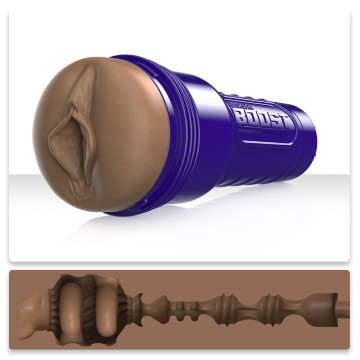 Мастурбатор-вагіна Fleshlight Boost Bang Medium Dark Flesh, плаваючі кільця Turbo Tech – купити