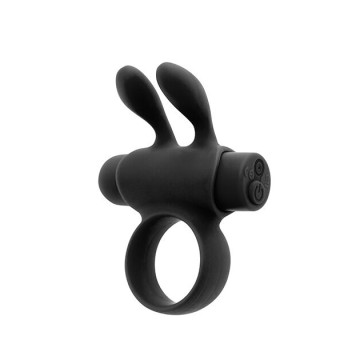 Ерекційне віброкільце S Pleasures Premium Rabbit Ring, чорне, зі знімною віброкулею та вушками – купити