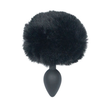 Анальна пробка з хвостом Punishment - Bunny Tail Silicone Anal Plug - Black – купити