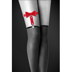 Гартер на ногу Bijoux Pour Toi - WITH BOW Red, сексуальна підв'язка з бантиком, екошкіра