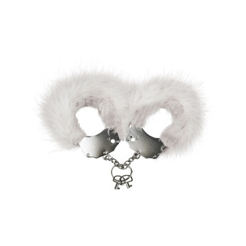 Наручники металеві Adrien Lastic Handcuffs White з білою пухнастою обробкою – купити