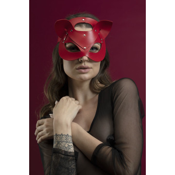 Маска кішечки Feral Feelings - Catwoman Mask, натуральна шкіра, червона – купити