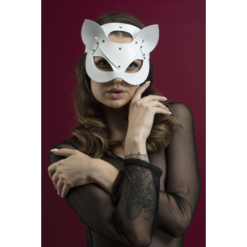 Маска кішечки Feral Feelings - Catwoman Mask, натуральна шкіра, біла – купити